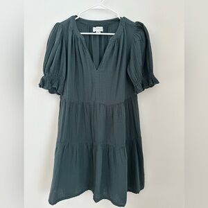 Velvet teal tiered dress